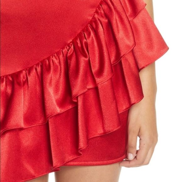 Bronx and Banco red satin belted dress, size XL (10) - Picture 5 of 14